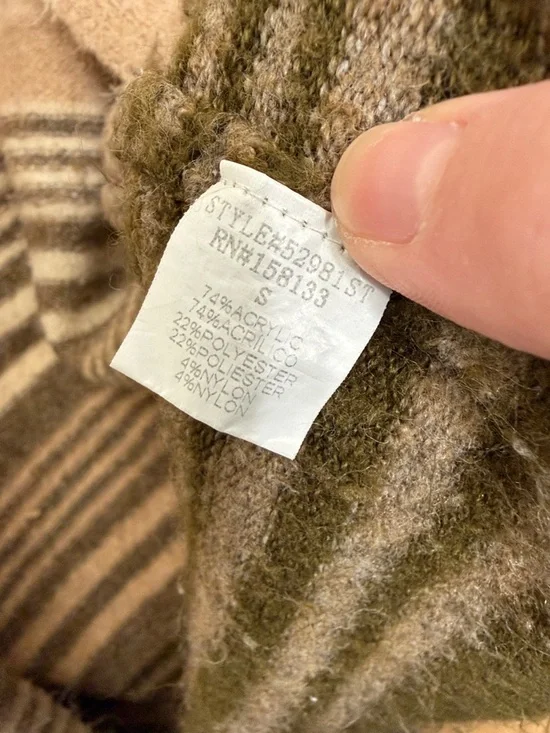 Pink Clover StitchFix Oatmeal & Brown Fuzzy Open Cardigan - Picture 5 of 5